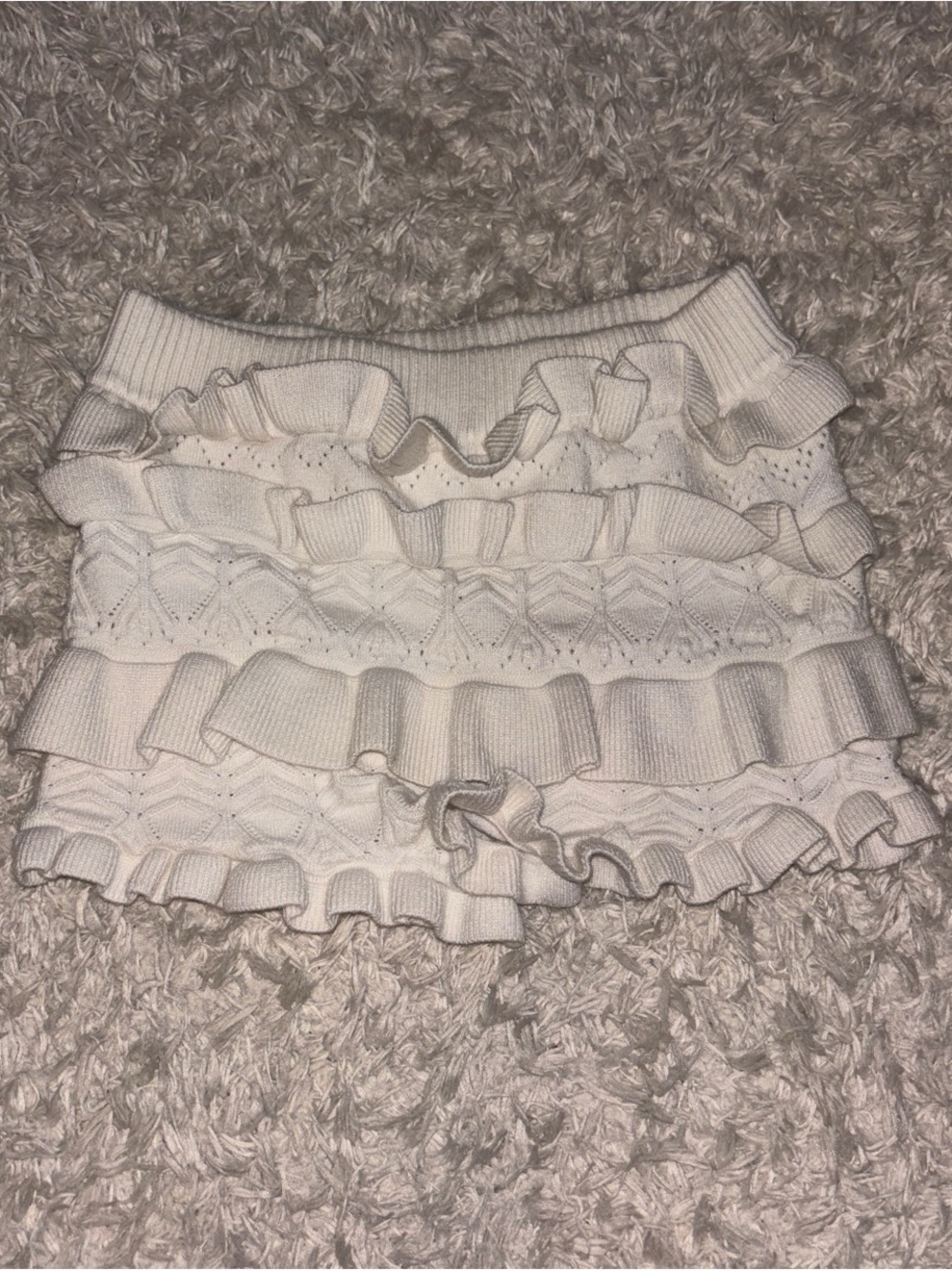 Edikted White Ruffled Shorts